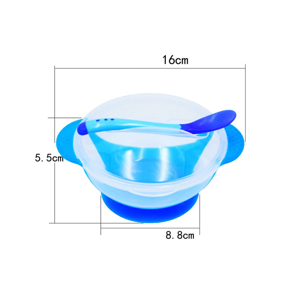 3 шт./компл. для малышей, для малышей, всасывающая миска для кормления, посуда для еды, термостойкая ложка, вилка, тренировочная посуда для кормления ребенка