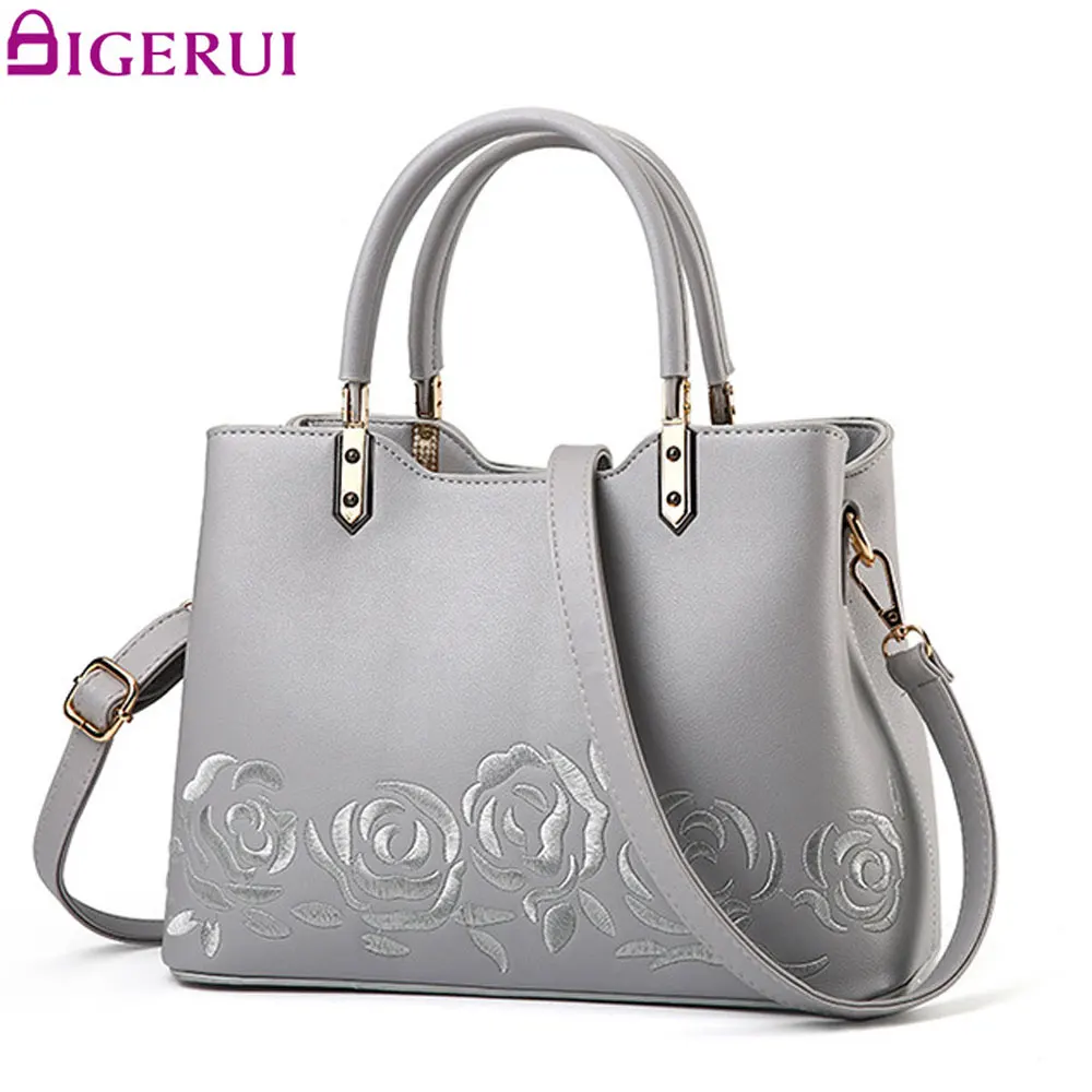 DIGERUI Handbags Women Messenger Bag Female Leather Shoulder Bag Women's Embroidery Flower Handbag sac a main SC0507