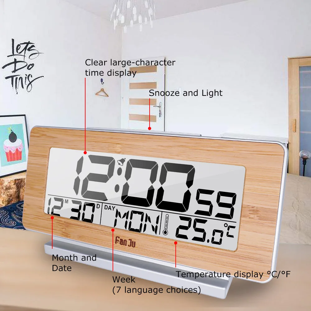 FanJu FJ3523 цифровой будильник светодиодный электронный 12 H/24 H будильник и функция повтора сигнала термометр Подсветка настольные часы
