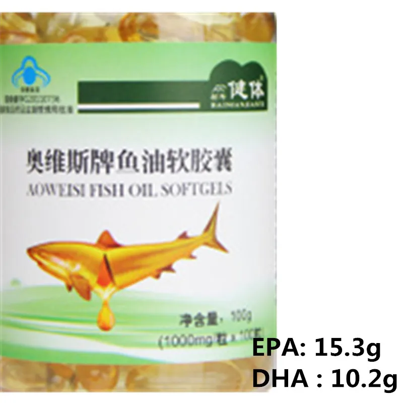 

1000 mg *100pcs/bottle Fish Oil Cap-ules Omega 3 DHA EPA with Free Shipping