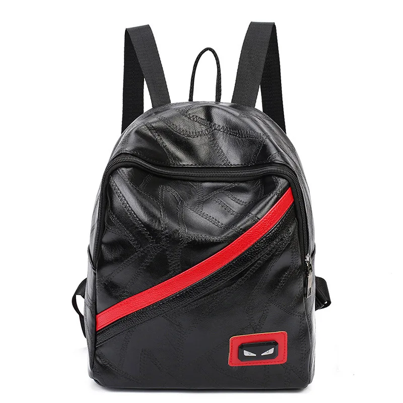 PU Leather Mini Backpack Women Small Laptop Backpacks Striped Patchwork