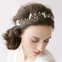 LuxuriousHoney European Style Bridal Hair Jewelry Accessories Silver Leaf and Crystal Headband