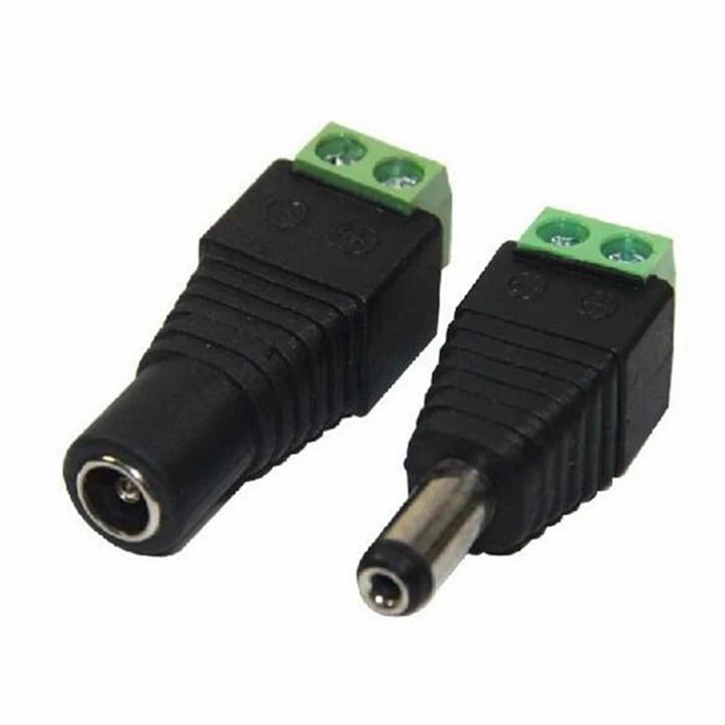 

1 Pair 2.1 x 5.5 DC Power Male/Female DC Power Plug Jack Adapter Connector for CCTV 3528 5050 5630 single color LED strip Light