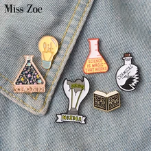Broche de esmalte da ciência mágica, luz não adesiva, broche de lapela, jeans, bolsa, joias de desenhos animados presente