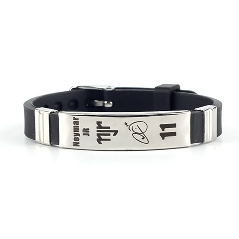 Football Star Wrist Silicone Bracelets Titanium Steel Buckle Adjustable Wristband SH286