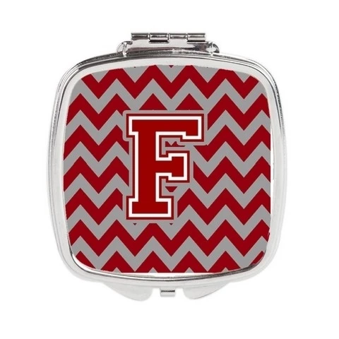 Carolines Treasures CJ1049-FSCM Letter F Chevron Maroon & White Compact Mirror 3 x 0.3 x 2.75 in. (1)