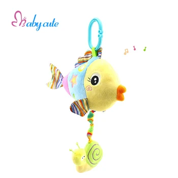 

Baby Crib Musical Mobile Toy Rattles Plush Fish Stroller Hanging Play Soft Safe Teether Newborn Infant Doll