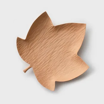 

Maple Leaf Dish Original Handmade Wooden Coaster Creative Wood Plate for Fruits/Candies Multi-Use Table Decor Food Plates