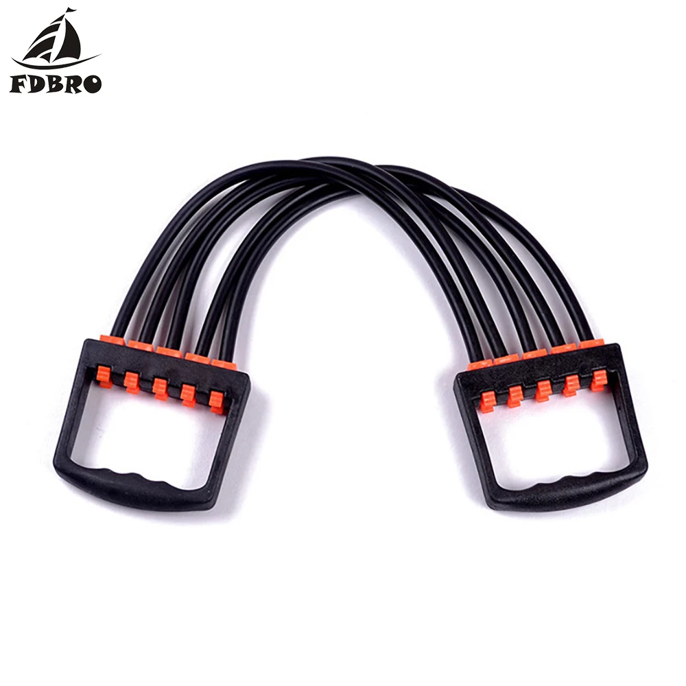 FDBRO Portable Exercise Fitness Resistance Elastic Cable Rope Tube Yoga 5 Bands Indoor sports Supply Chest Expander Puller