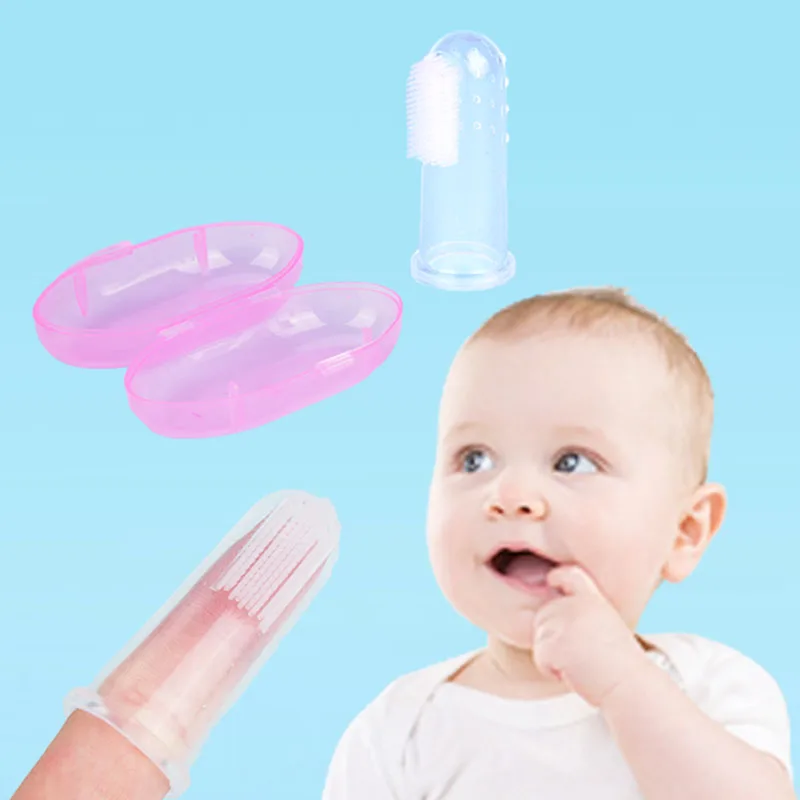 

1/2pc Silicon Children's Toothbrush Finger Baby Toothbrush Deciduous Tooth Brush for Infant Soft Teeth Clear Baby Brush with Box