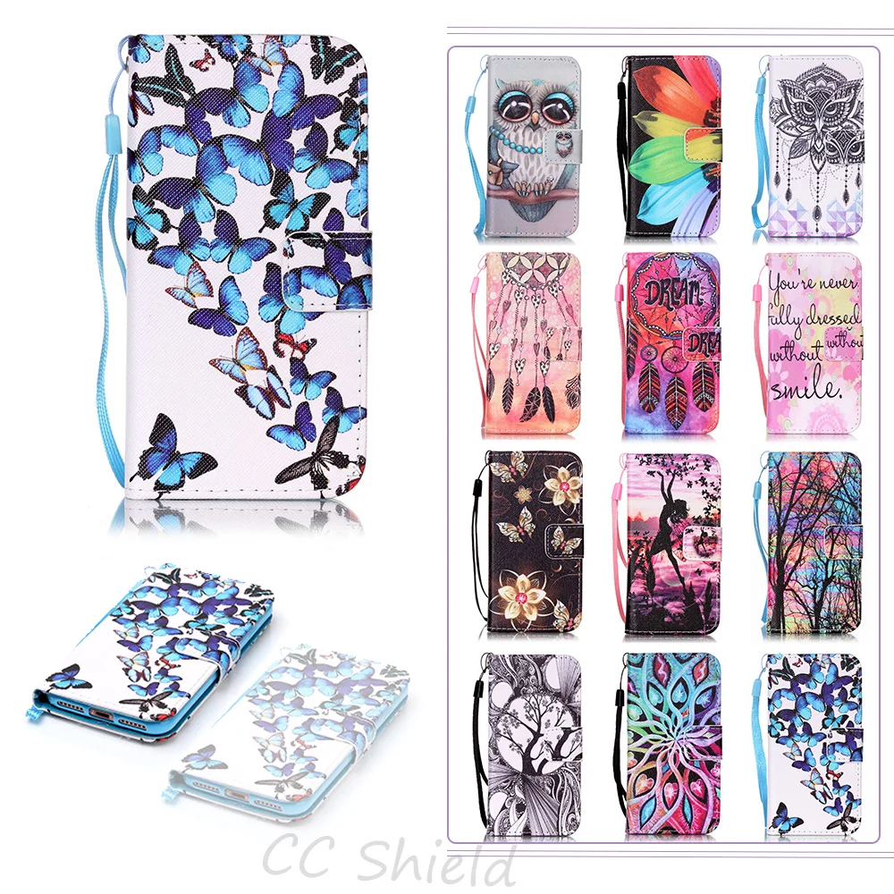 

Case For Apple 7Plus iPhone 7 Plus fashion Luxury Painting PU Leather Case Card Slot Stand Wallet Phone Cover For iPhone7 plus