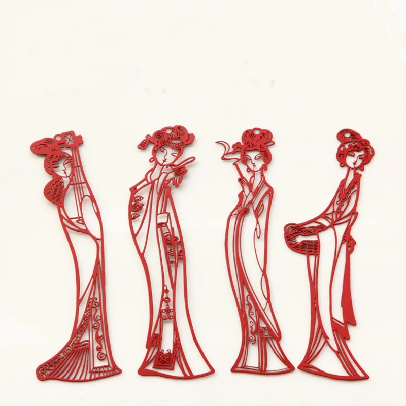 

1 Pcs/set Creative Chinese Classical Four Beauties Model Paper-cut Hollow Metal Bookmarks Antiquity Gifts Reading Bookmarks