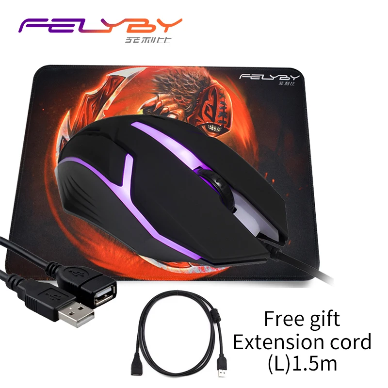 FELYBY F1 USB игровая проводная мышь для компьютера оптическая Мобильная