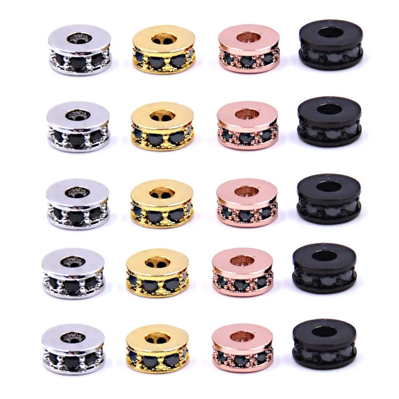 

5pcs Zircon Beads CZ Suitable for Bracelet Copper Brass Spacer Beads Micro Pave Crystal Beads For Jewelry Making Accessories