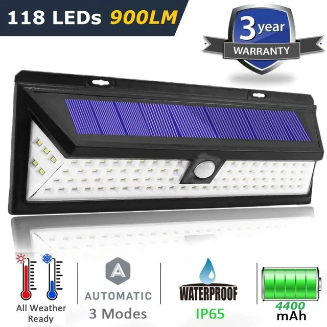 Newest 3mode Waterproof 44 90 118 Led Solar Light Power
