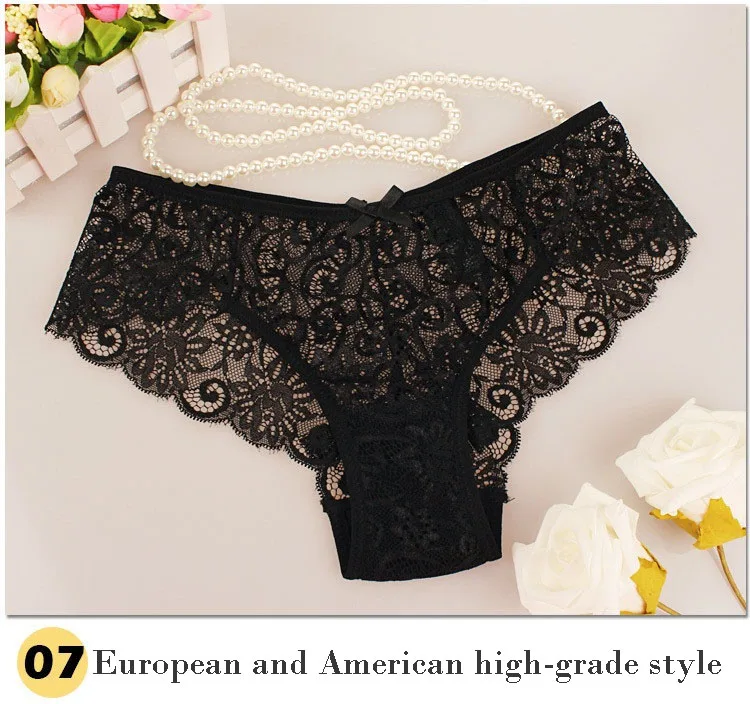 2017 Summer Sexy Lace Women Transparent Panties Plus Size Cotton Crotch Briefs Ladies Underwear Culotte Femme Intimates (19)