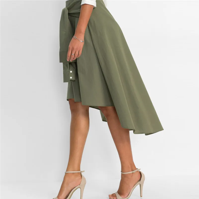 HOT sell Fashion 2018 Summer style skirts womens Flared Knee Length Skater Skirt Ladies Mini Office Work Skirt Femme Saia Y10#N (3)