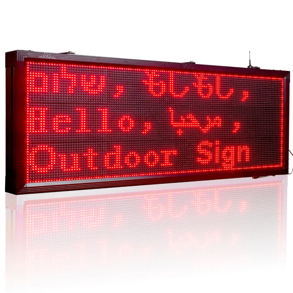 

136*56cm Outdoor Red LED sign wireless wifi and usb programmable rolling information P10 waterproof led display screen