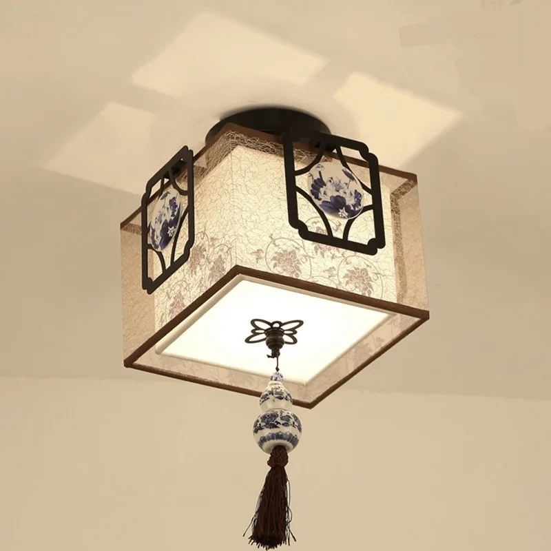 

Chinese style ceramics cloth pendant light simple corridor bedroom study restaurant lamps and lanterns lighting pendant lamps ZA