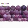 Cuentas redondas sueltas de ónix para la fabricación de joyas, abalorios de ónix morado esmerilado de 15 pulgadas, a elegir tamaño 6/8/10/12/14mm, pulsera Diy-F00053 ► Foto 2/5