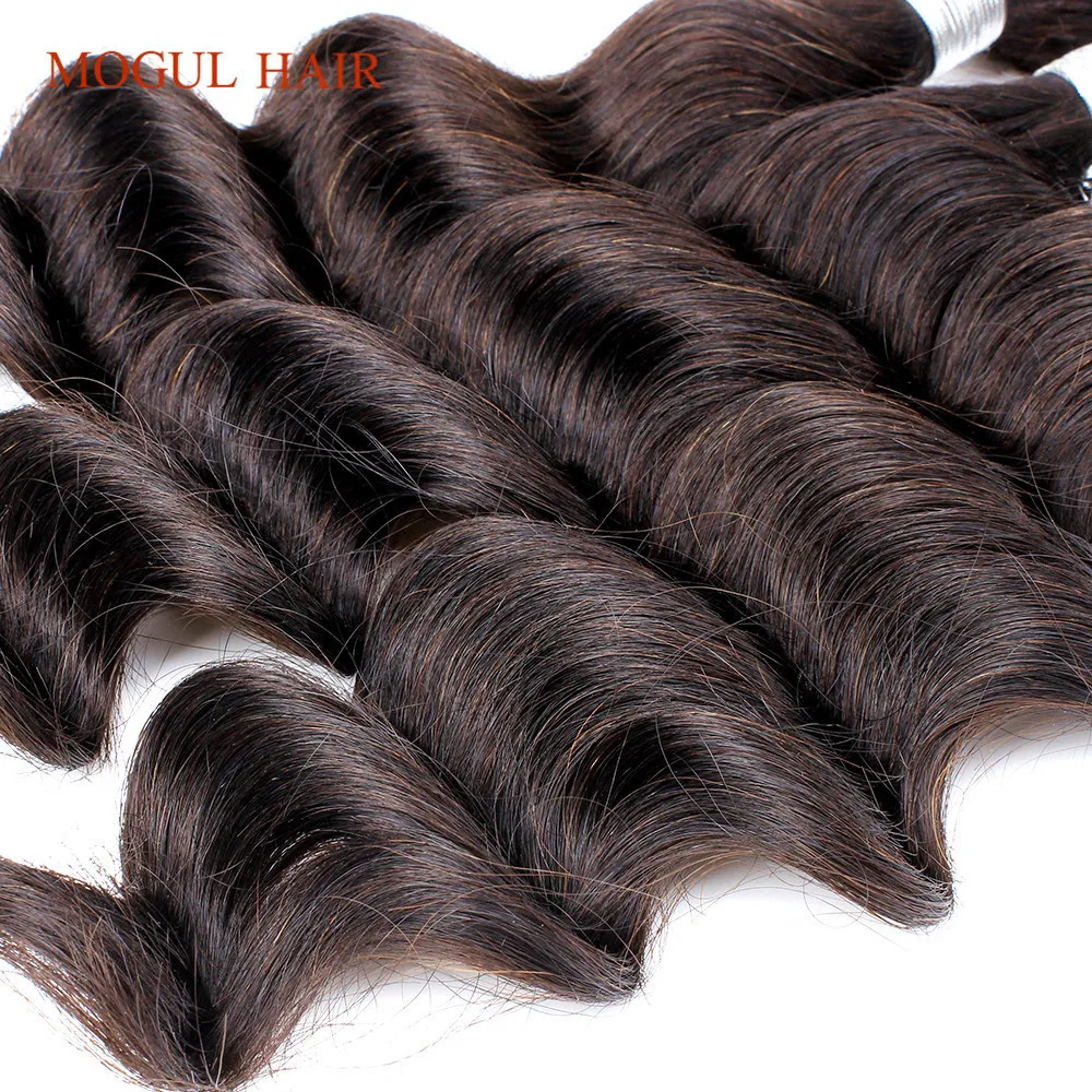 MOGUL HAIR Dark Brown Color 2 Brazilian Loose Deep Wave Hair 2/3 Bundles With Closure 12-24 inch Remy Human Hair Weave MOGUL HAIR Dark Brown Color 2 Brazilian Loose Deep Wave Hair 2/3 Bundles With Closure 12-24 inch Remy Human Hair Weave