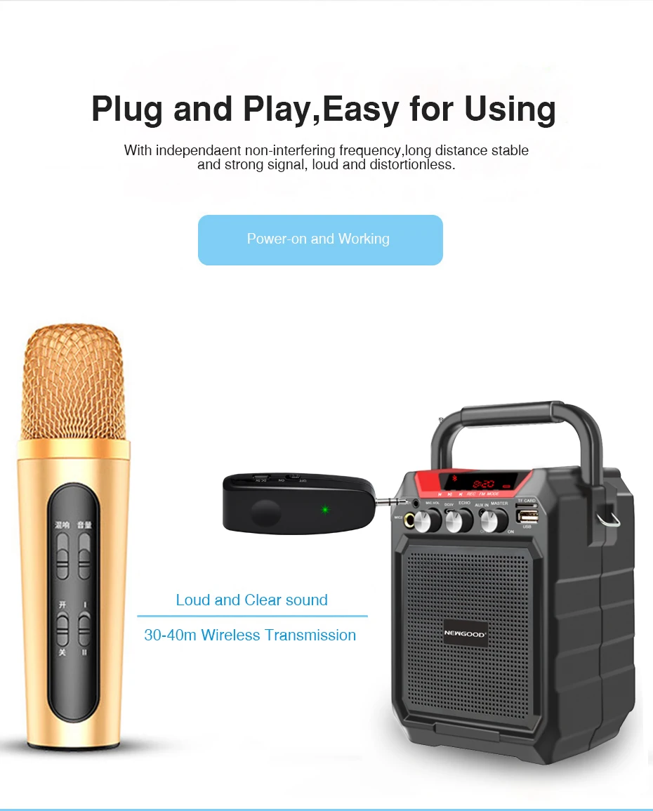 ECHO Karaoke Microphones Handheld UHF wireless microphone mic systems for phone teaching stage voice amplifier speaker (1)