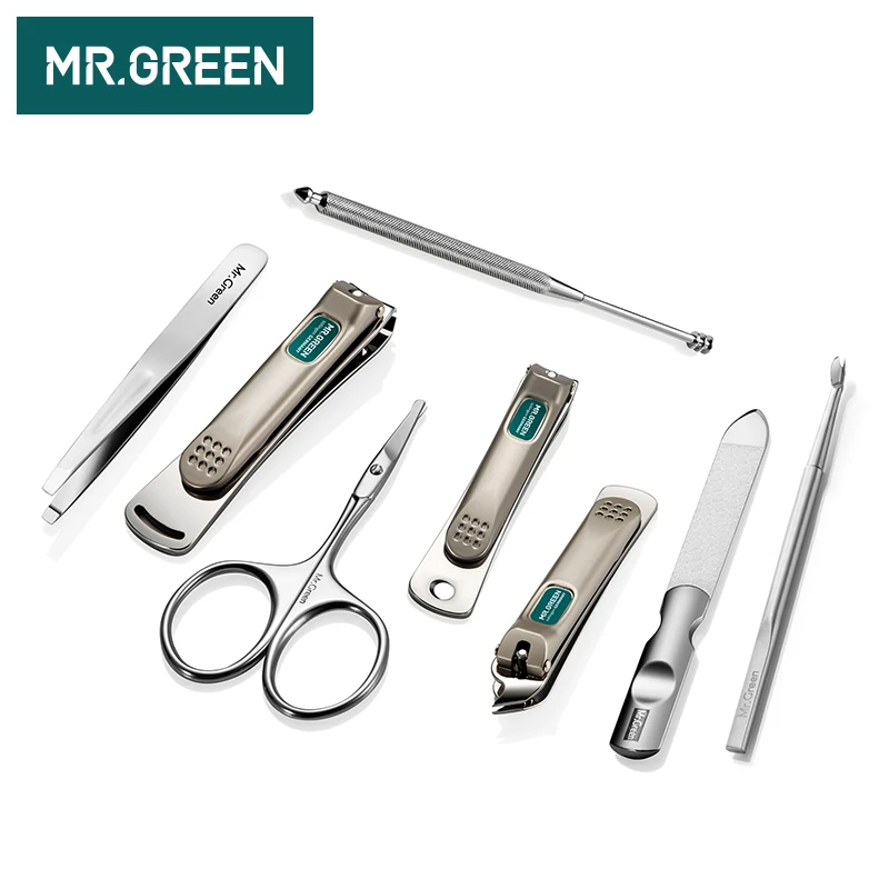 Online MR. GRÜN 8 teile satz Nail art Maniküre Werkzeuge Nägel Clipper Schere Pinzette Messer Maniküre Sets
