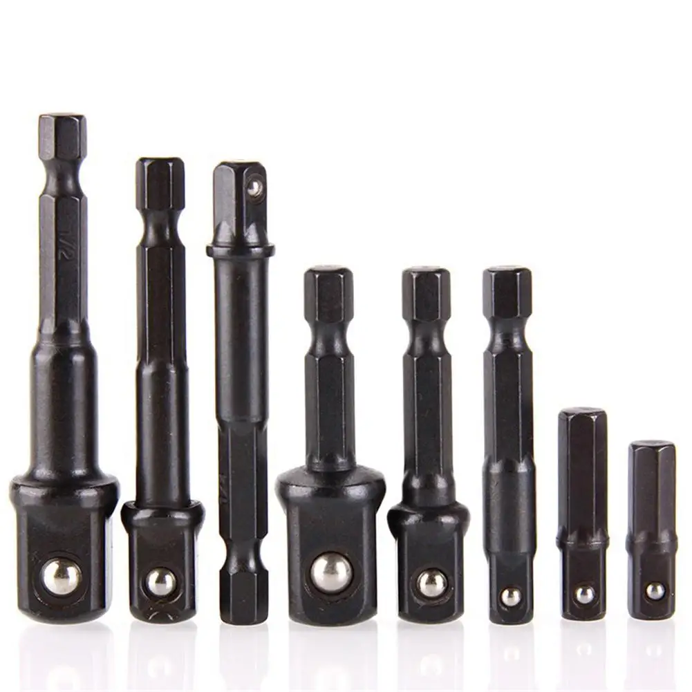 

5pcs/8pcs 1/4" Hex Shank To Impact Driver Drill Bits Bar Socket Adapter Set Hex Shank Steel Ball Socket Bit Adapter Set Handtool