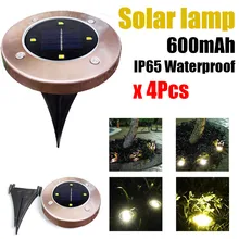 4 шт. Солнечный свет газон лампы 4 светодиодный для дома сада улицы путь свет точечная лампа для двора, сада, газона водонепроницаемый освещение от солнечной батареи