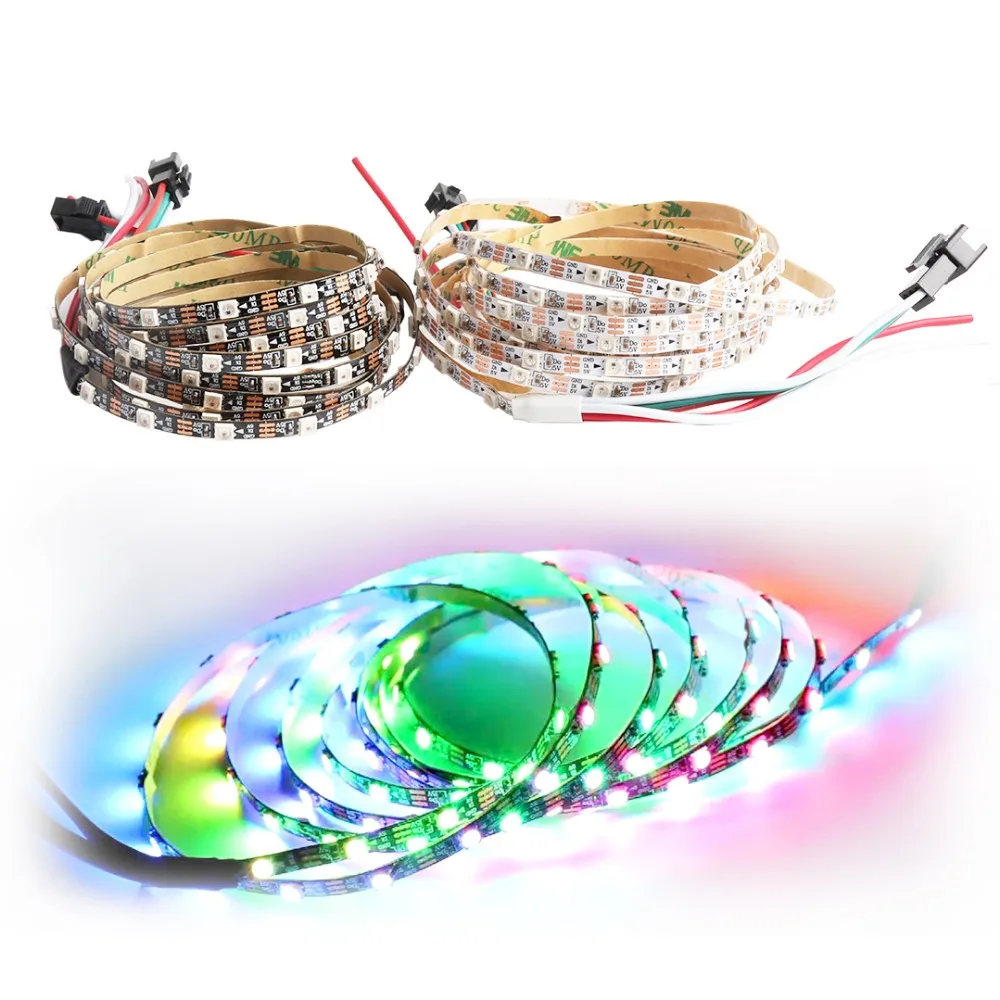 WS2812B DC5V LED Strip Mini 3535 SMD 4mm Width White Black PCB Dream Color Addressable Led Pixel
