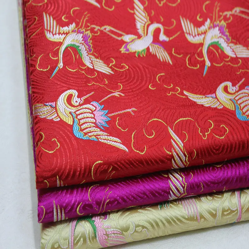 

CF553 Red/Rose/Yellow Embroidered Brocade Fabric Chinese Silk Stain Fabric For Women's Dress Qipao Clothes Chinese Style Gifts
