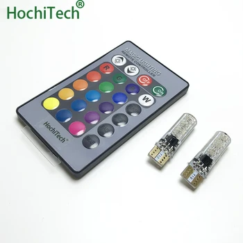

2 Pieces T10 W5W LED Car Lights LED Bulbs RGB With Remote Control 194 168 501 Strobe Led Lamp Reading Lights White Red Amber 12V