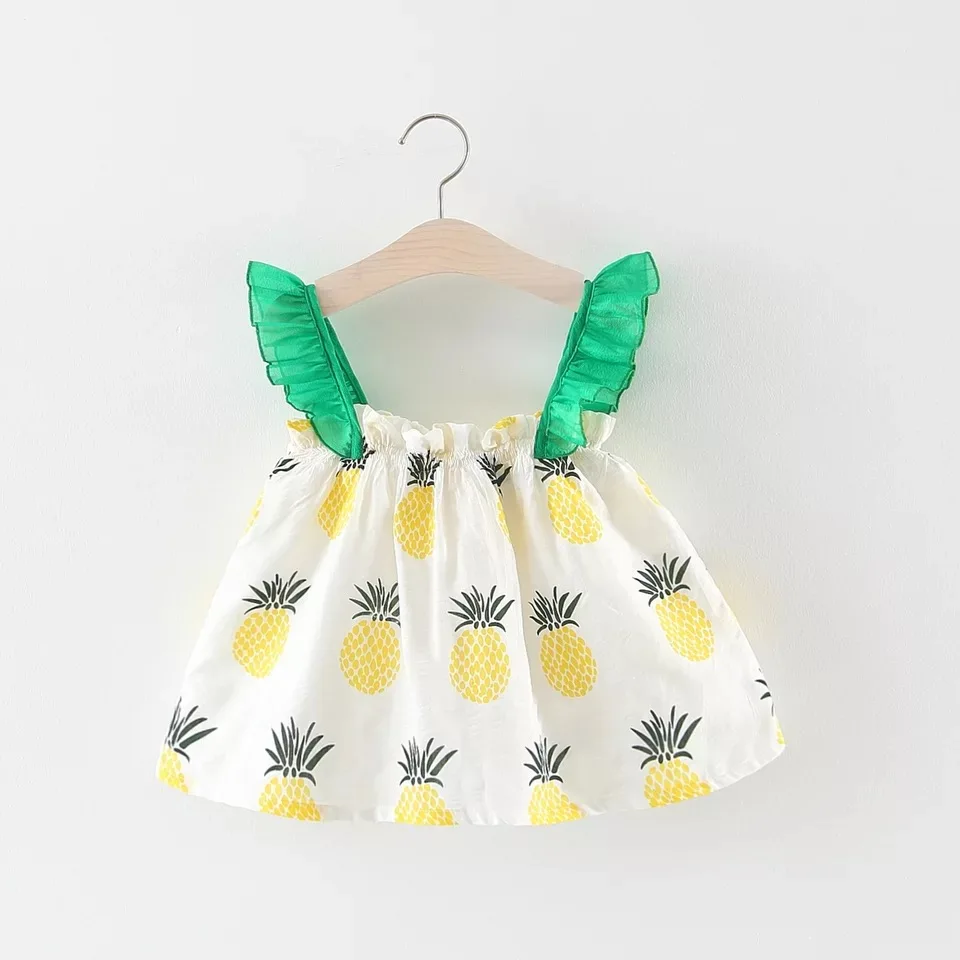 

Girls Dress New Baby Dress Print Floral Pineapple Cotton Birthday Dress Baby Summer Clothes Infant Kids Girl Clothing