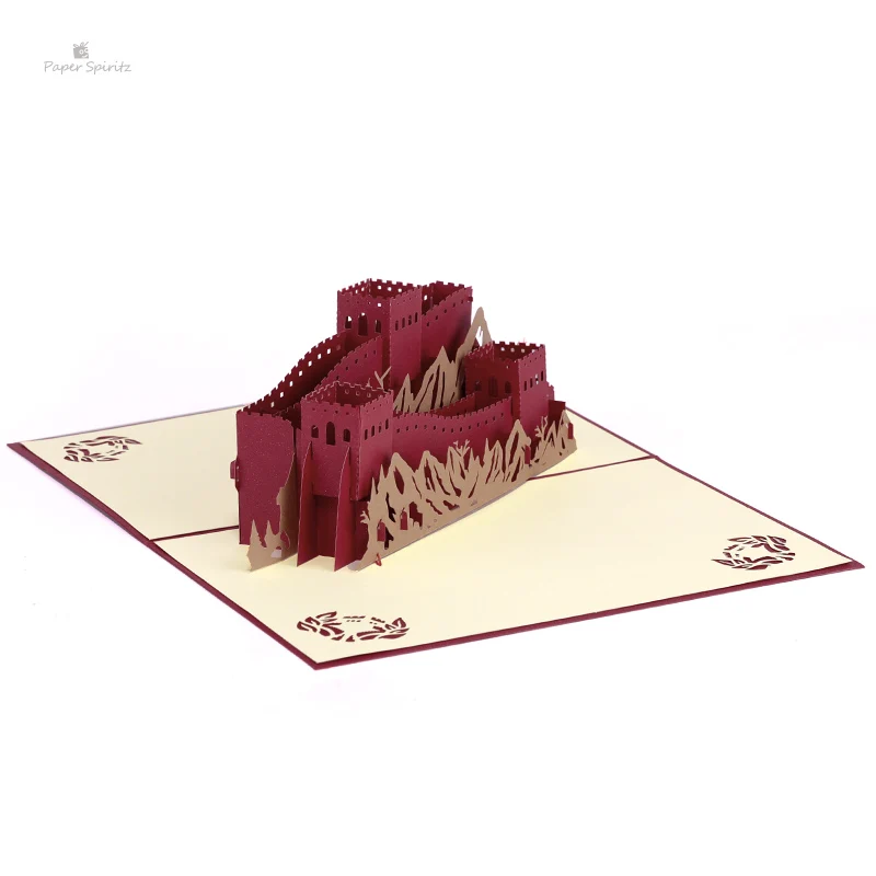  PAPER SPIRITZ Great Wall Cards 3D laser Cut Kraft Paper Pop Up Card With Envelope Invitations Greet - 32895572414