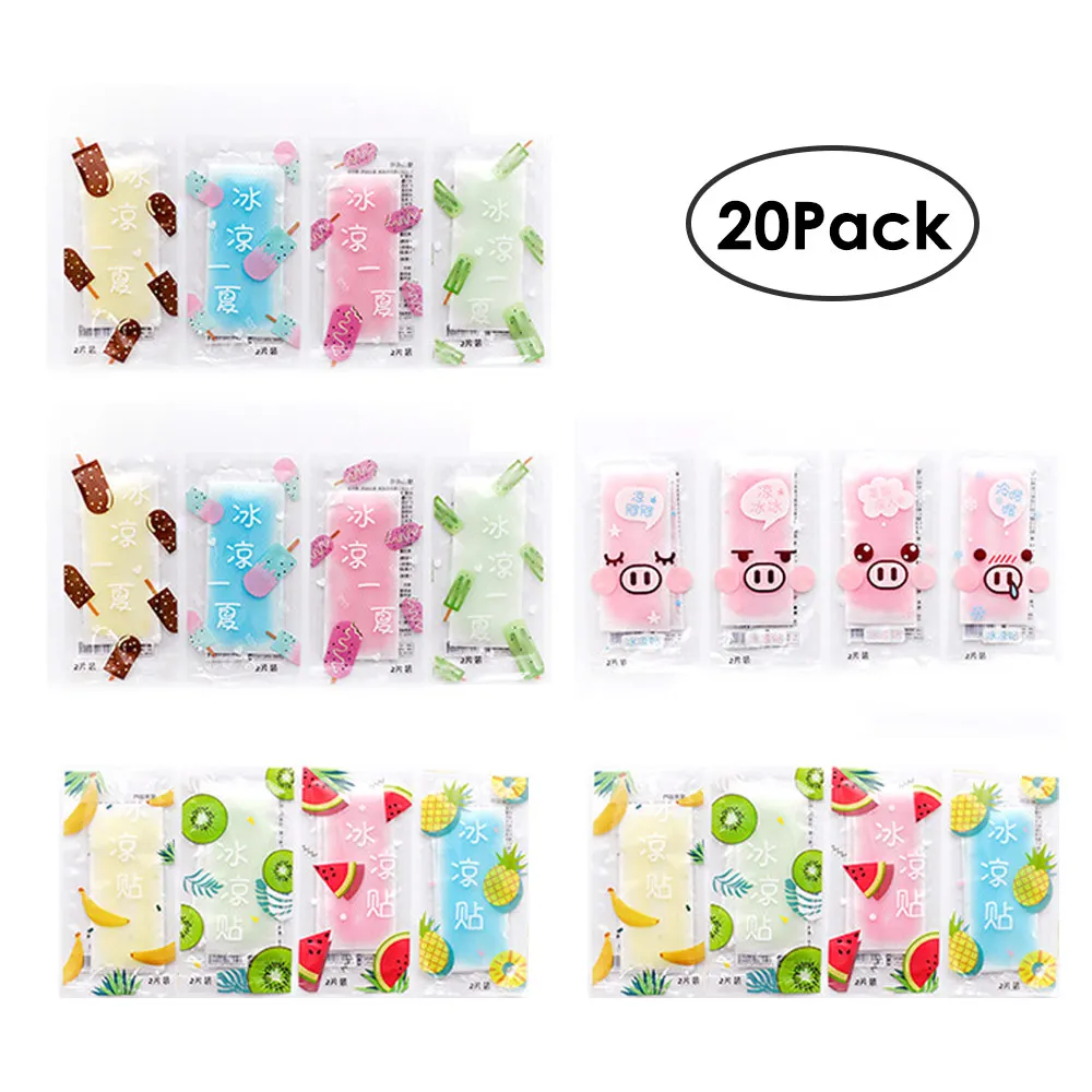 

20PCS Summer Cooling Patch Cooling Ice Stickers Baby Fever Stickers Adult Child Body For Relief Migraine Headache Fever Muscle
