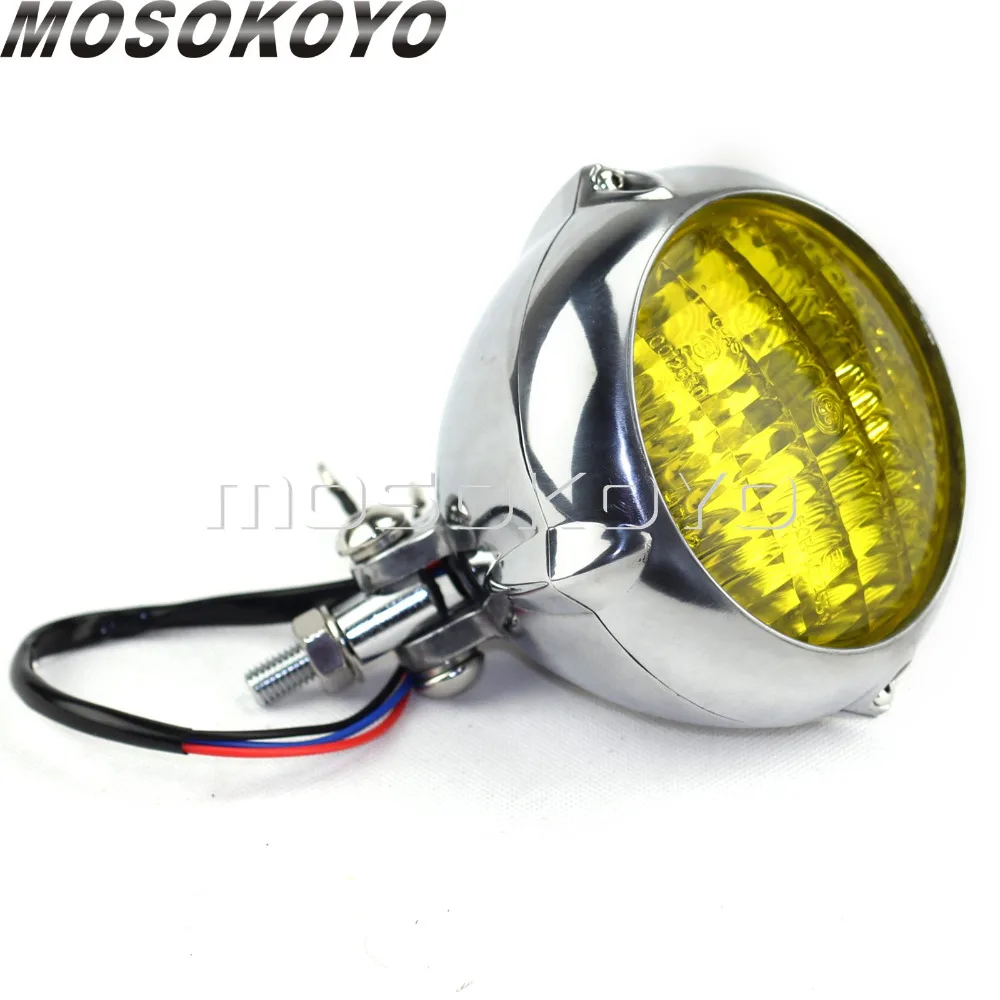 Польский янтарь Старая школа 4,5 "12 V фара Винтаж HI/LO луч Emark E4 ходовые для Harley Кафе Racer Bobber Cruiser XS650