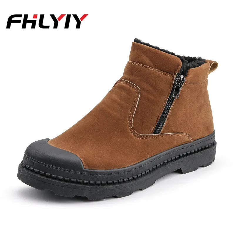 Goede Mannen Rits Laarzen Herfst Winter Korte Pluche Enkellaarsjes Outdoor Sneeuw Indoor Huis Casual Mannen Schoenen Zapatos De Hombre Mens schoenen
