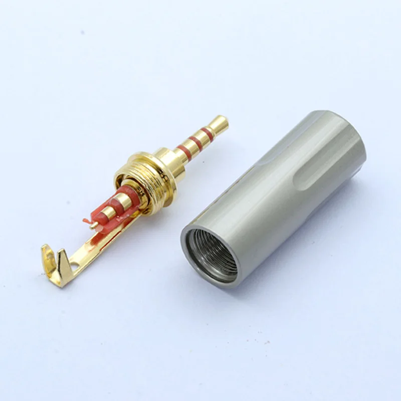 100pcs Copper 2 5mm Stereo Jack Gold Plated 2 5mm 3Pole 4Poles Male Plug Wire Connector for 6MM Cable Headphone Soldering Jack