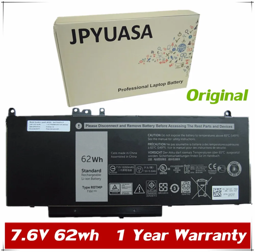 JPYUASA 7.6V 62wh Original R0TMP WTG3T FDX8T Laptop Battery For DELL