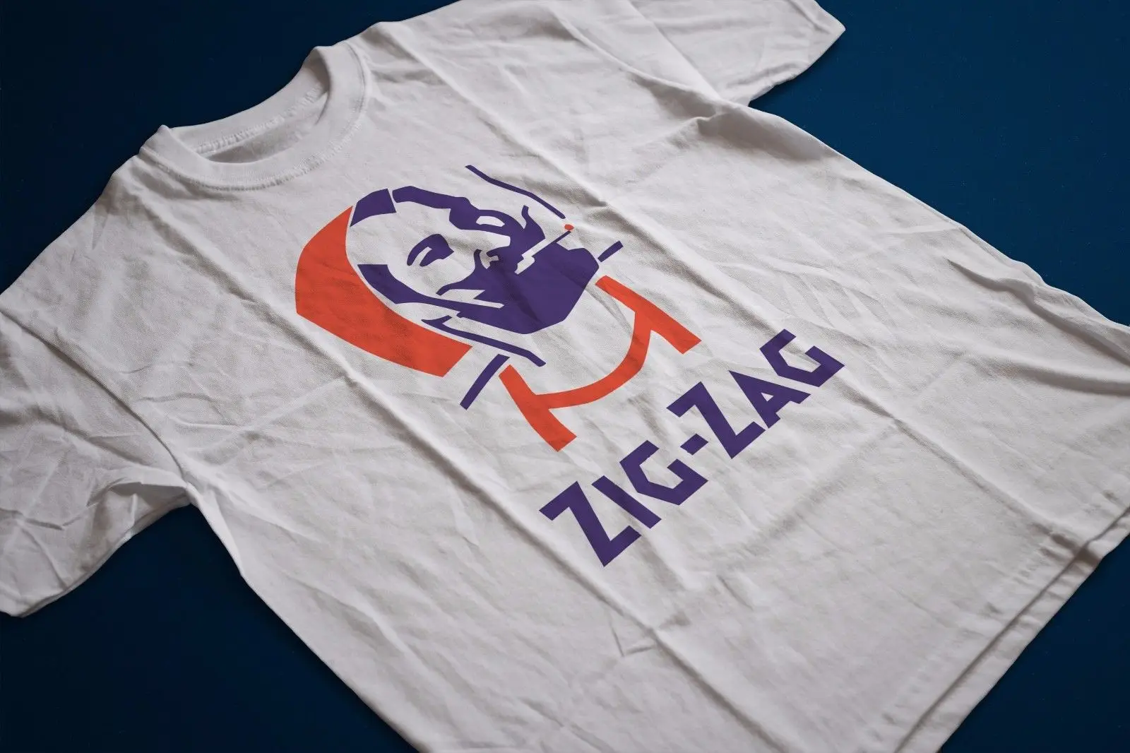 Zig Zag Men Logo Vintage Mens White T Shirt Free shipping Harajuku Tops