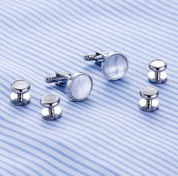 

10sets/lot Natural Sea Shell Cufflinks Collar Studs 6pcs Set Tuxedo Cuff Links Button Stud Set Men's Jewelry Accessory