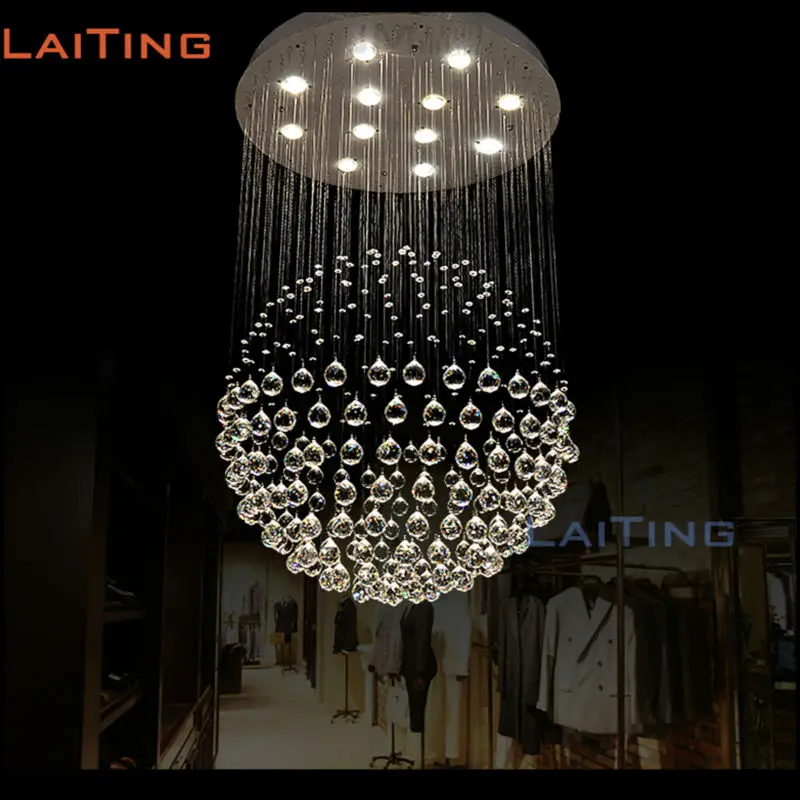 

Modern Round Steel Stair Design Crystal Chandelier Staircase Lighting Fixtures for Stairway Lighting LT-91004 +Free shipping