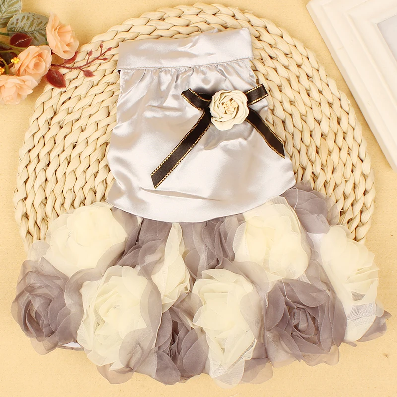 puppy outfit pet dress for dog chihli summer dresses skirt denim cheap dogs clothes lace haberdashery wedding  (6)
