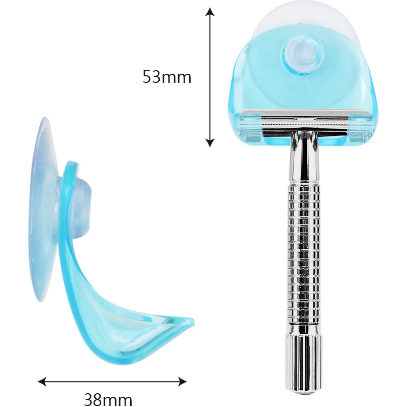 Держатель с супер присоской, держатель для бритвы, прозрачный, синий, черный, бритва, сухая стойка, бритва для хранения, для ванной комнаты, настенные крючки для хранения