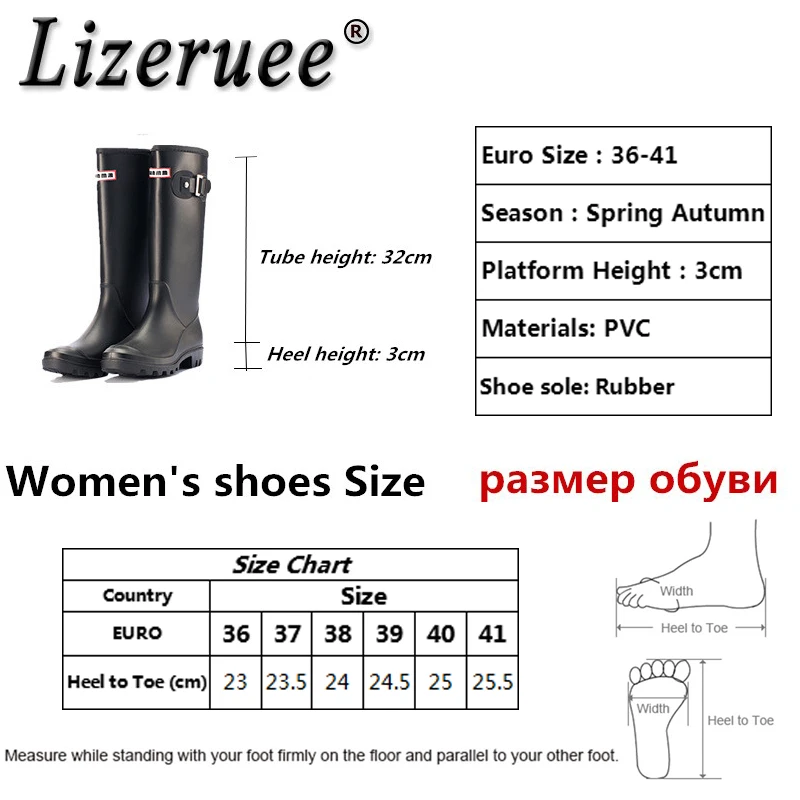 Lizeruee резиновые сапоги женские Водонепроницаемые матовые высокие