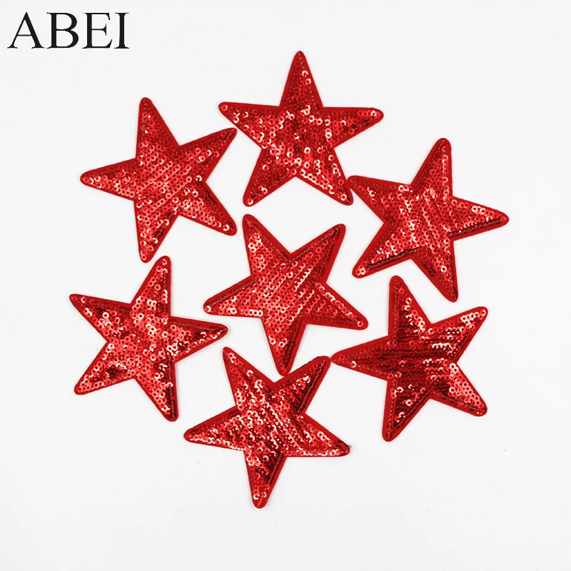 

10pcs/lot Iron On Star Appliqued Embroidered Sequined Patches DIY Fabric Clothes Stickers Embellishment Handmade patchwork Badge