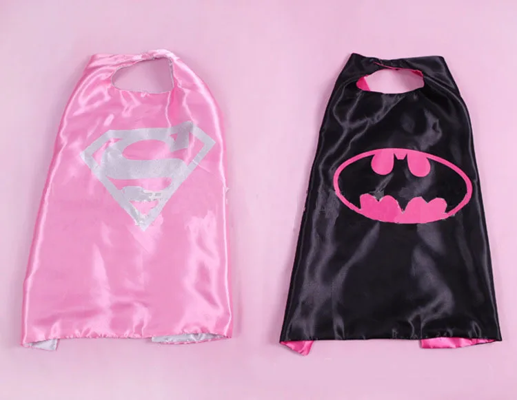 55 70cm kids superhero capes halloween black super hero cape