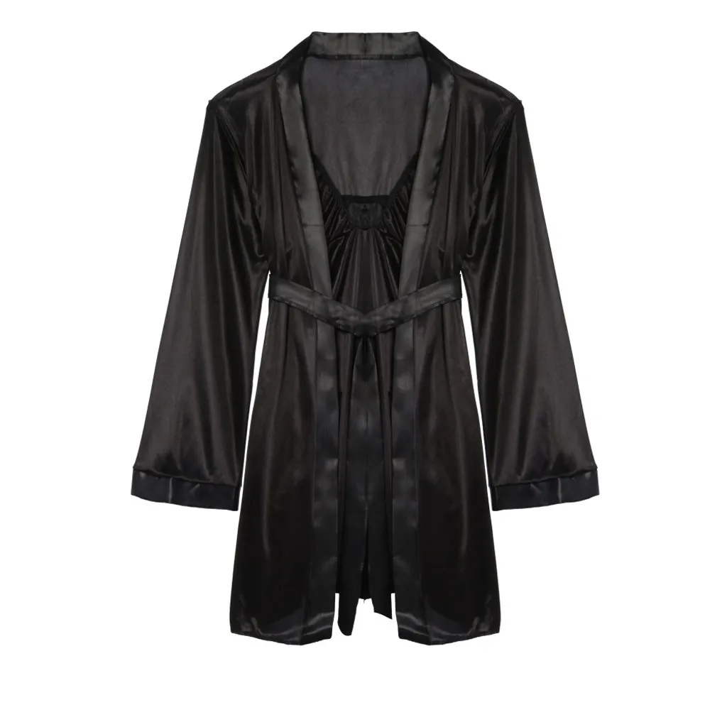 

Fashion Women Soft Elegant Long Nightgowns Babydoll Nightdress+Robe+G-string Set Women Ventilation Home Clothes V Neck Women Sat