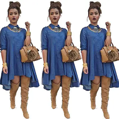 women's long sleeve denim shirt dress