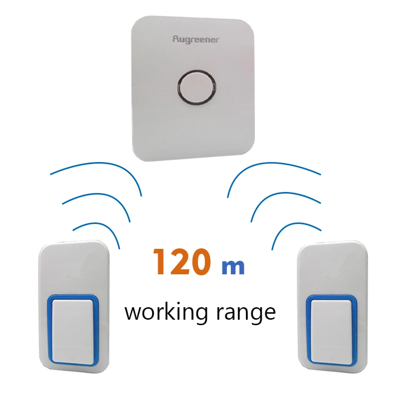 

Kinetic Cordless Doorbell, 2 button 1 chime, waterproof bell button, ASA material anti sunshine,remote control wireless doorbell